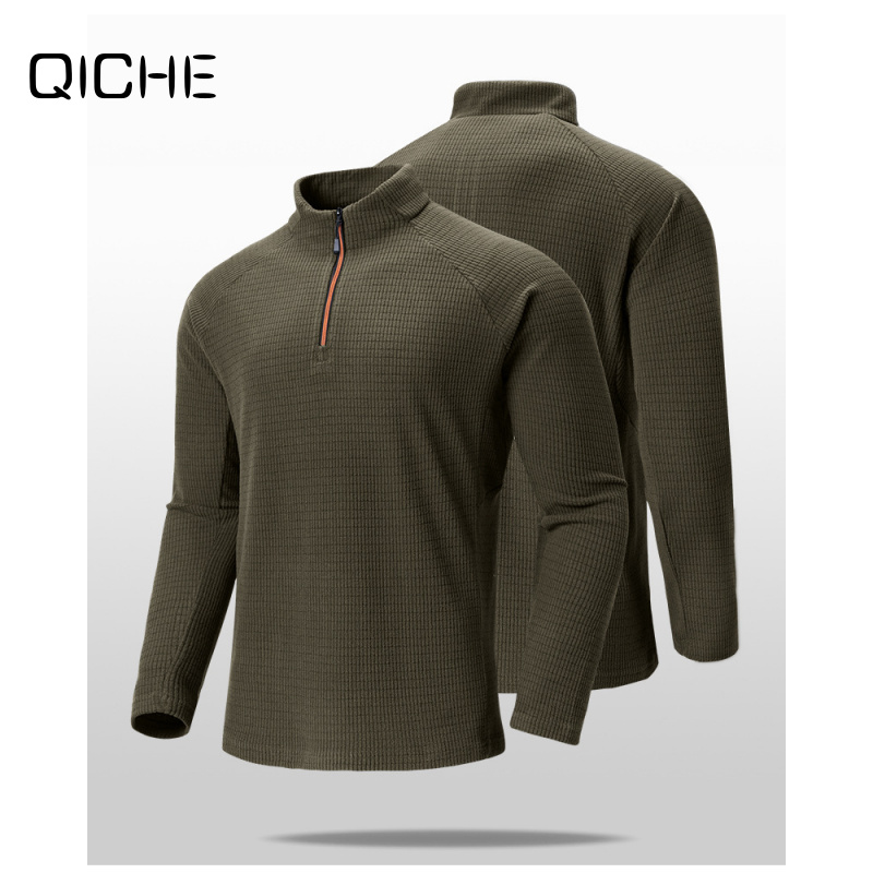 Mens Fashion Quarter Zip - قميص QICHE للرجال بأكمام طويلة وياقة