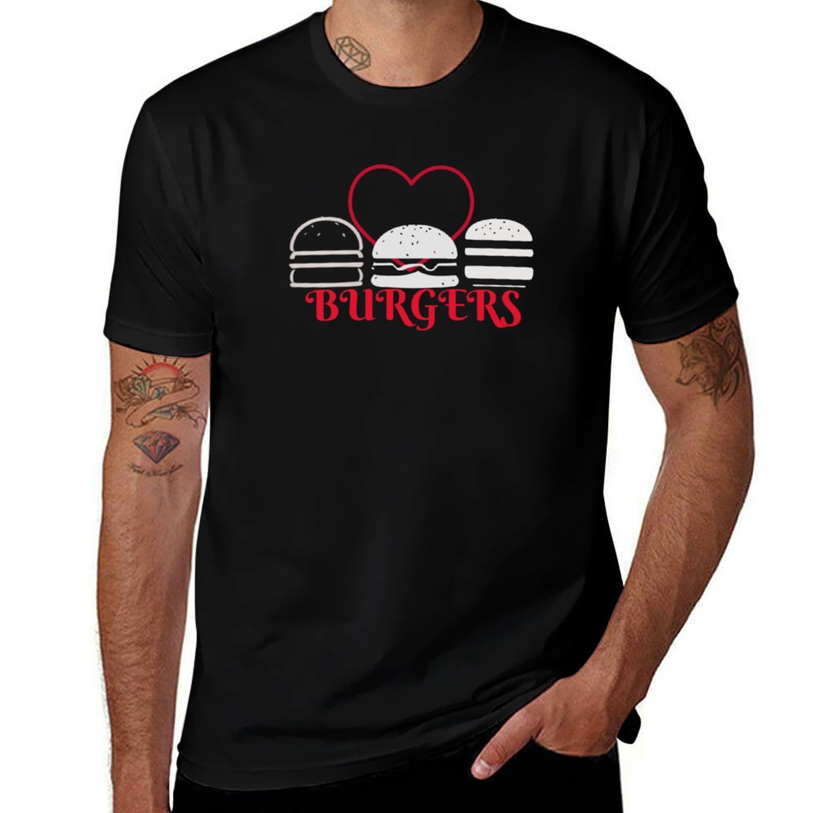 Men'S Fashion Hamburg - تي شيرت LOVE BURGERS - HAMBURGERS