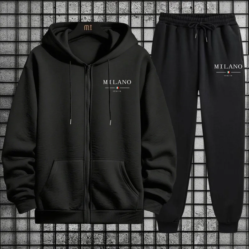 Mens Fashion Zip Up - طقم رياضي رجالي لربيع 2026: هودي