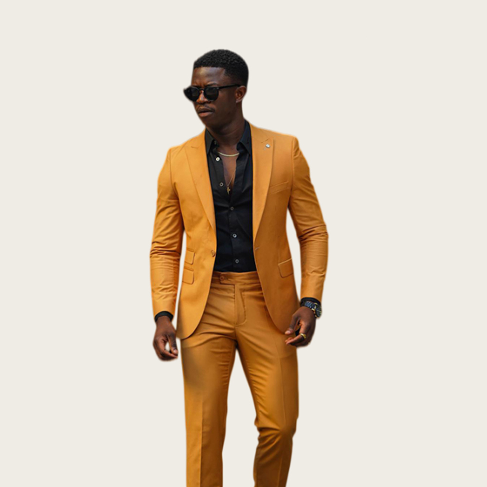 Slim Fit Blazer Men - بدلة رجالية صفراء بلون الخردل من