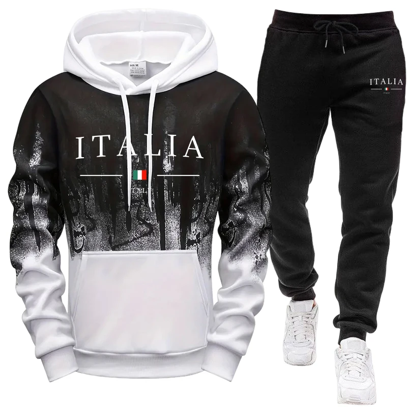 Mens Fashion Casual Outfits - طقم رياضي يومي للخريف والشتاء للرجال/هودي/بنطلون،