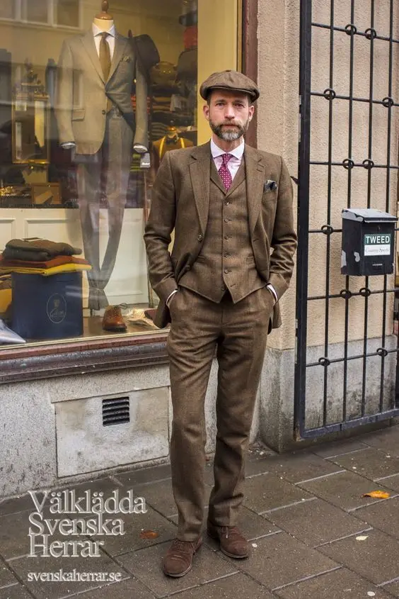 Slim Fit Blazer Men - بدلة تويت بنية للرجال ، بليزر