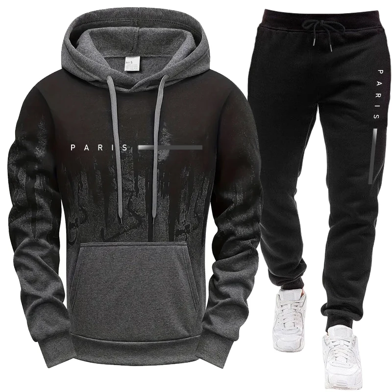 Mens Fashion Casual Outfits - طقم رجالي/هودي/بنطلون باريس جديد، بدلة رياضية