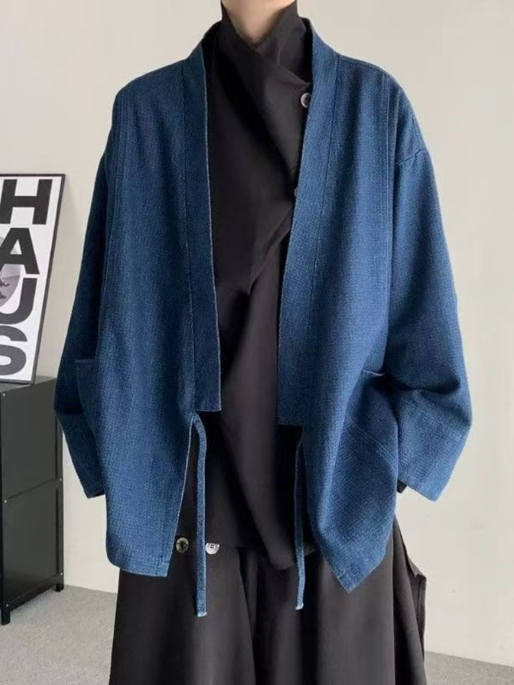 Mens Fashion Denim Jacket - معطف دينم كلاسيكي على الطراز الياباني