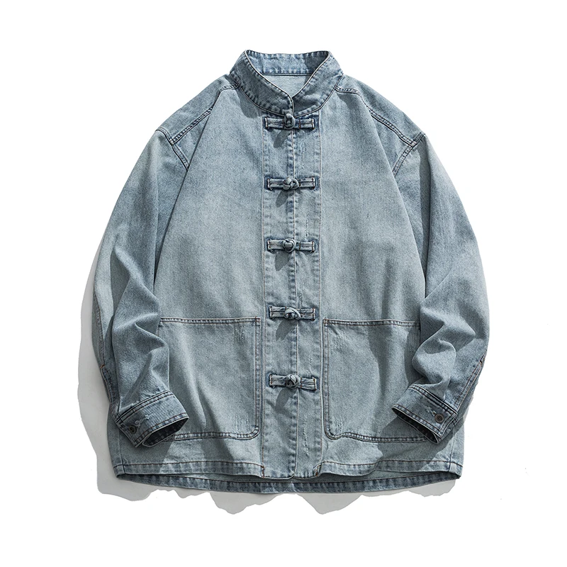 Mens Fashion Denim Jacket - جاكيت جينز رجالي على الطراز الصيني،