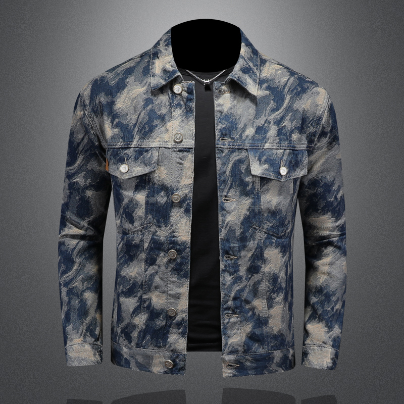 Mens Fashion Denim Jacket - سترة ربيعية عتيقة من قماش الدنيم
