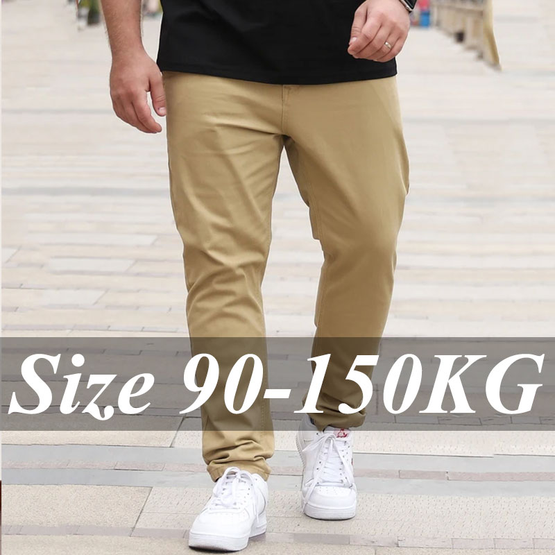 Men'S Fashion Khaki Pants - حجم كبير 36-50 الرجال السراويل مستقيم