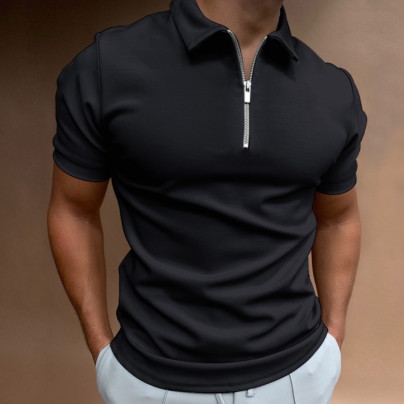 Mens Fashion Quarter Zip - قميص بولو رجالي صيفي بأكمام قصيرة