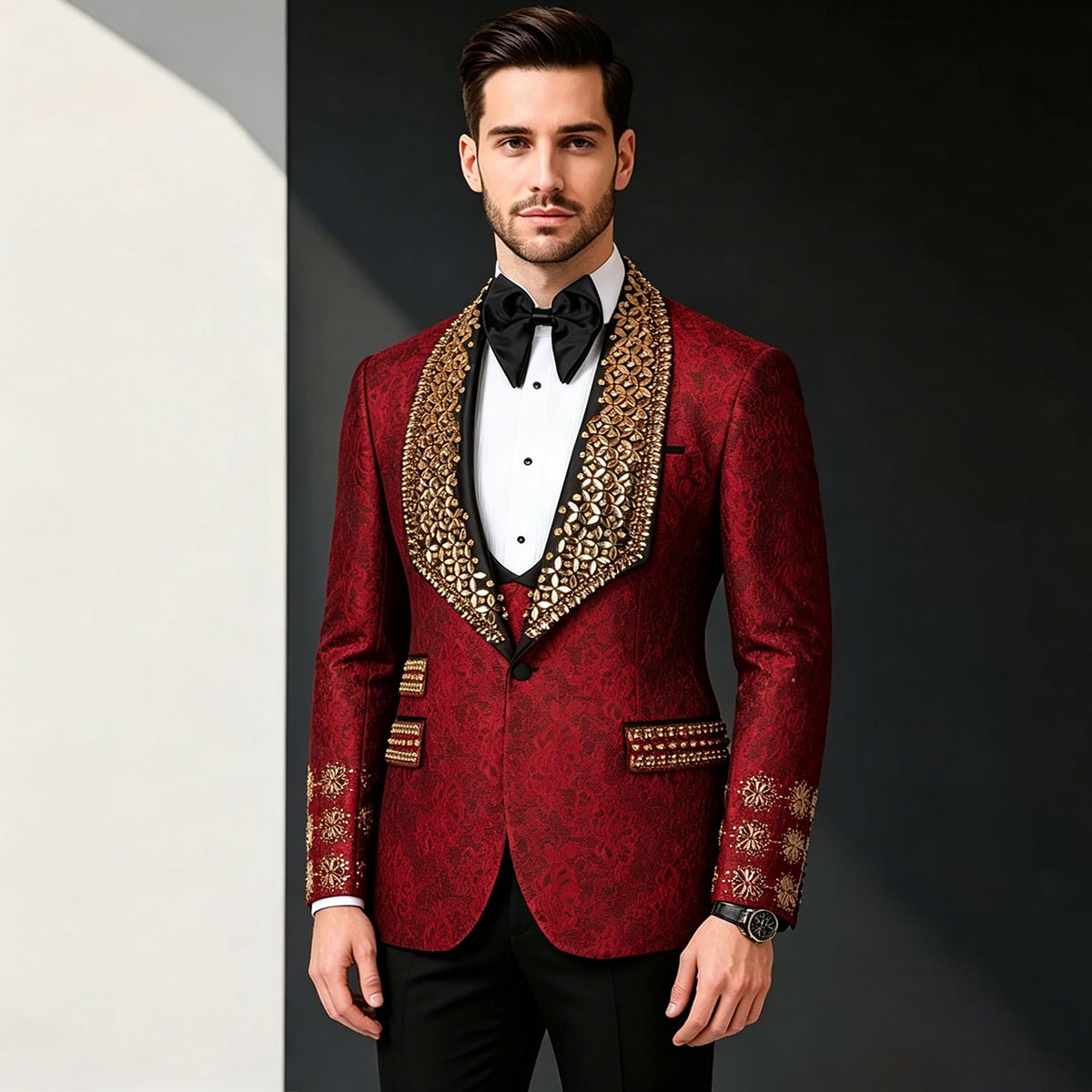 Slim Fit Blazer Men - بدلات رجالية رسمية عالية الجودة مرصعة