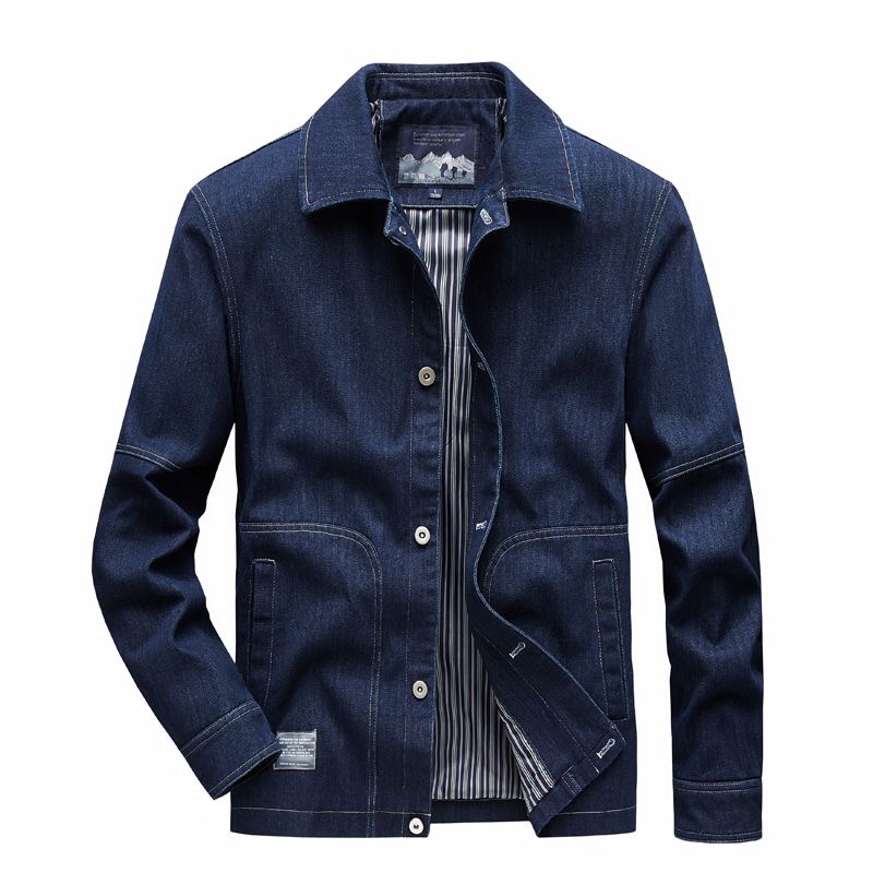 Mens Fashion Denim Jacket - الخريف والربيع موضة الاتجاه الأمريكية خمر