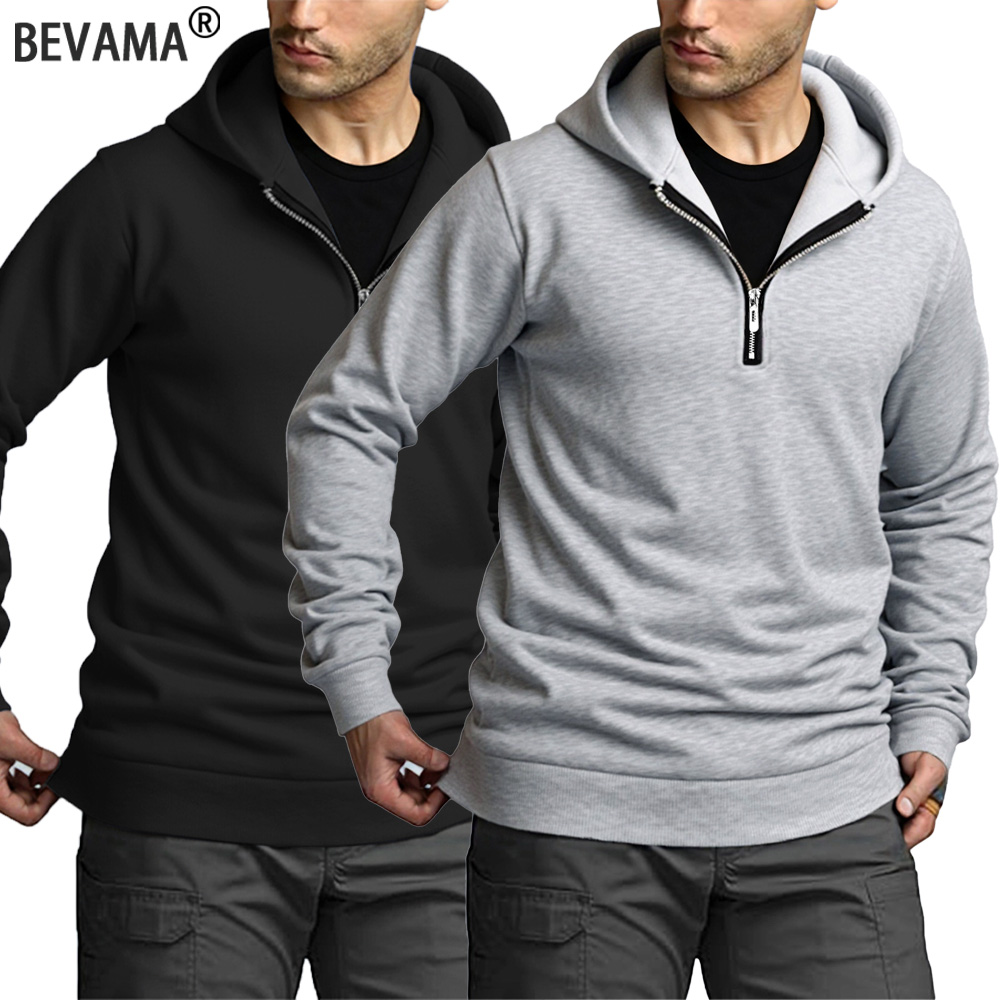 Mens Fashion Quarter Zip - الرجال الربع زمم هوديس الخريف الدافئة