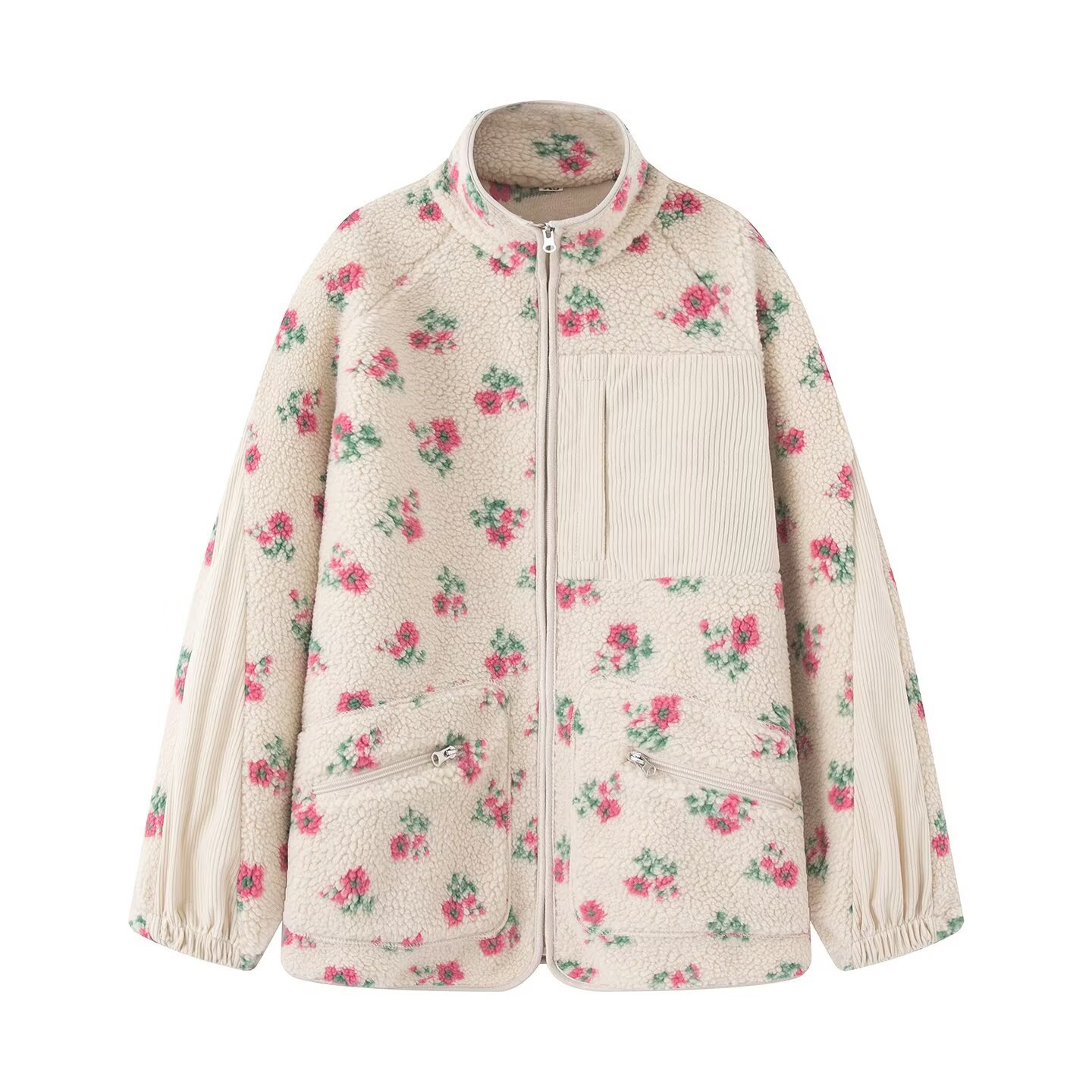 سترة الأزهار الموضة للنساء خري - مراجعة Sherpa Jacket Fleece وسعره