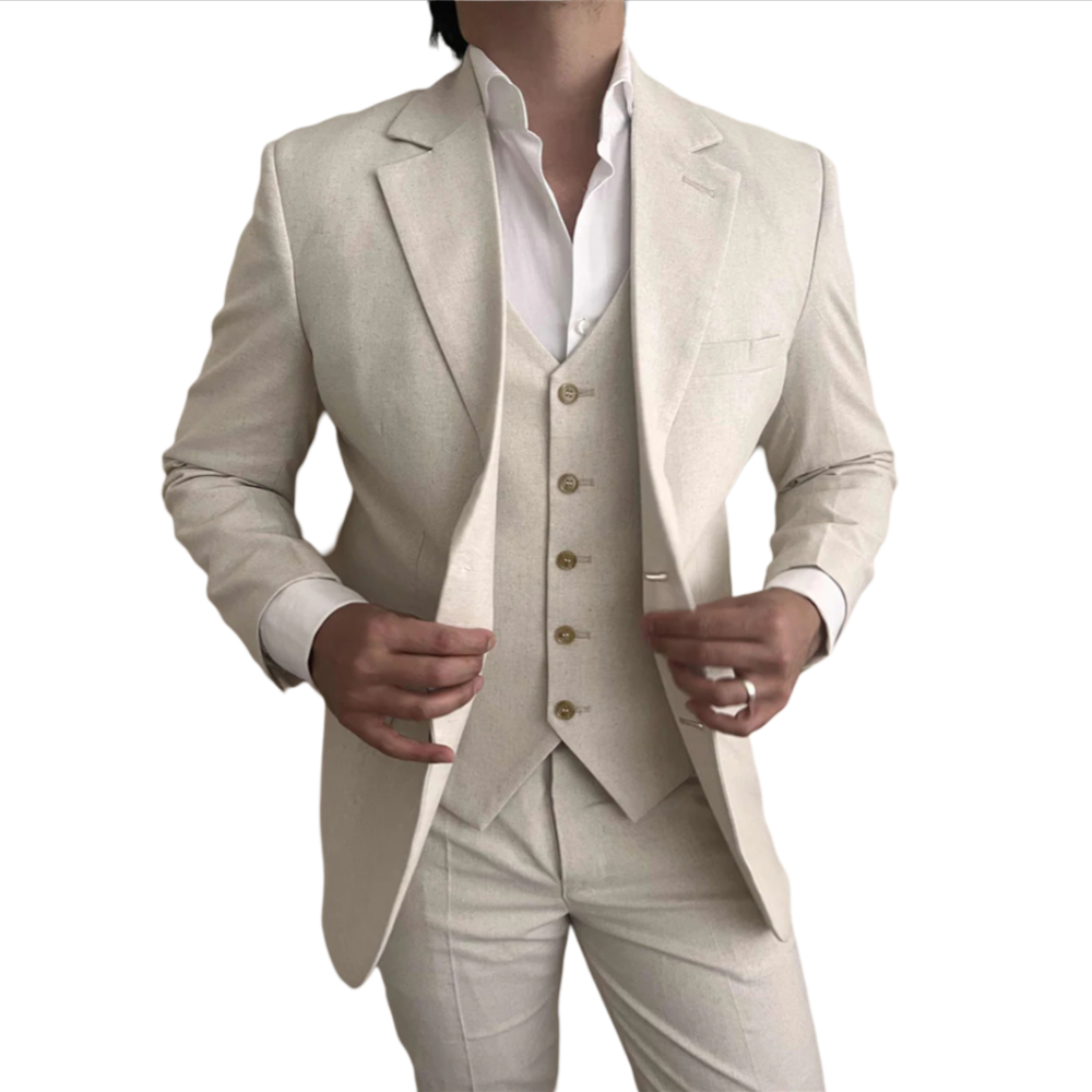 3 قطع الكتان الرجال الدعاوى لح - مراجعة Slim Fit Blazer Men وسعره