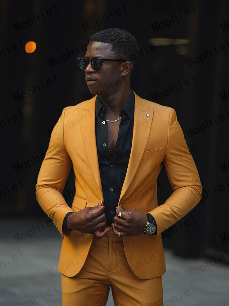 بدلة رجالية صفراء بلون الخردل  - مراجعة Slim Fit Blazer Men وسعره
