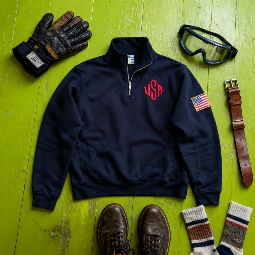 سترات بطبعة العلم الأمريكي، ست - مراجعة Mens Fashion Quarter Zip وسعره