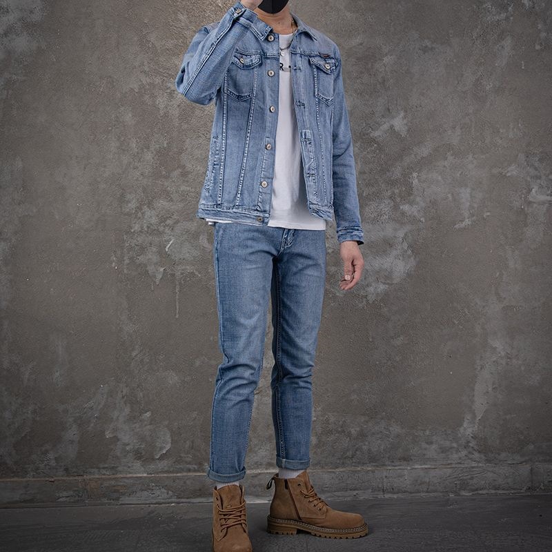 طقم جاكيت دنيم رجالي عصري غير  - مراجعة Mens Fashion Denim Jacket وسعره
