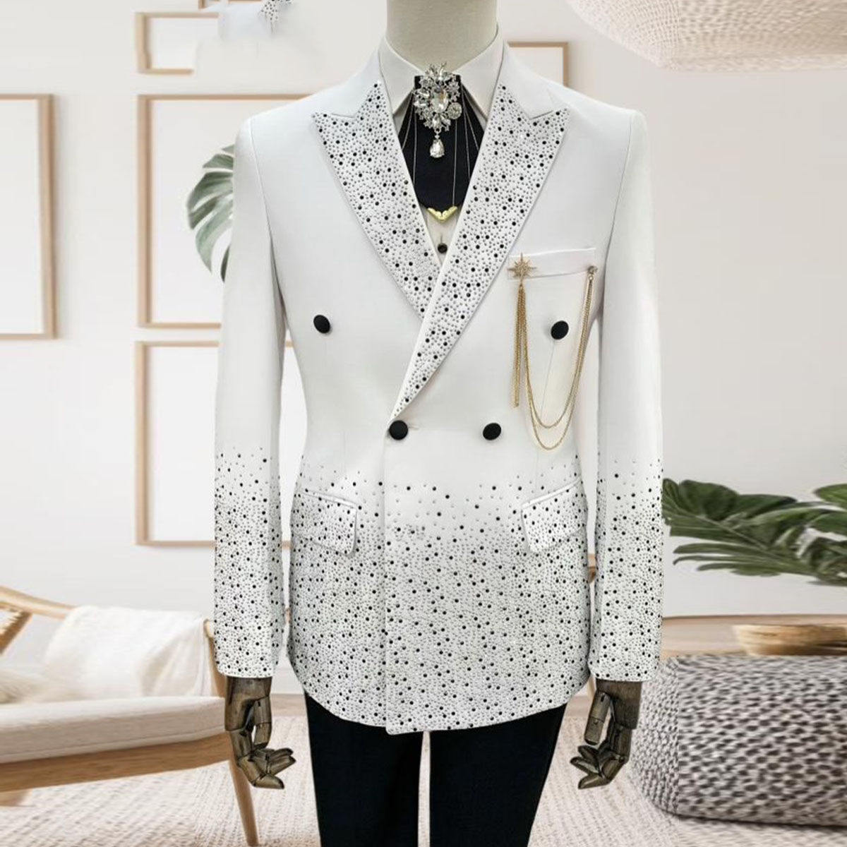 بدلات رجالية فاخرة مخصصة من قط - مراجعة Slim Fit Blazer Men وسعره