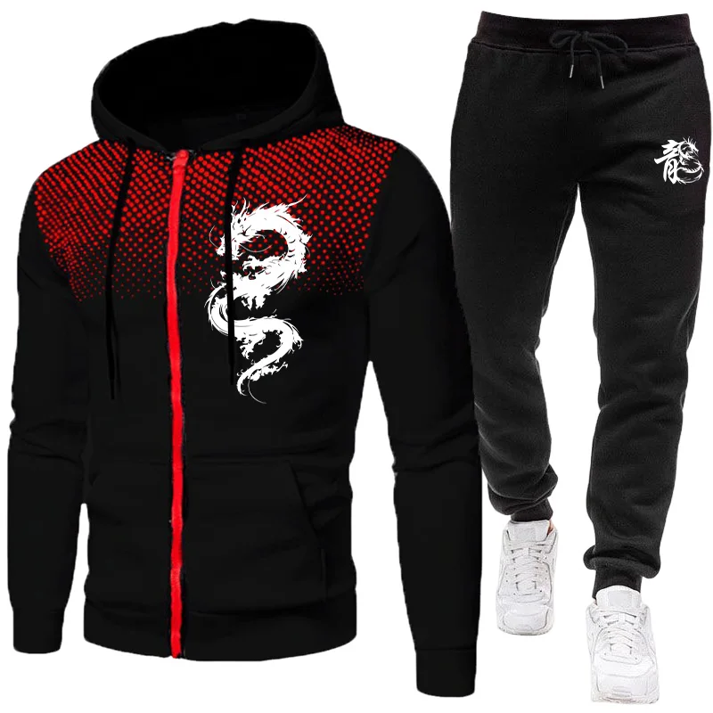 طقم رجالي بنمط التنين الباريسي - مراجعة Mens Fashion Zip Up وسعره