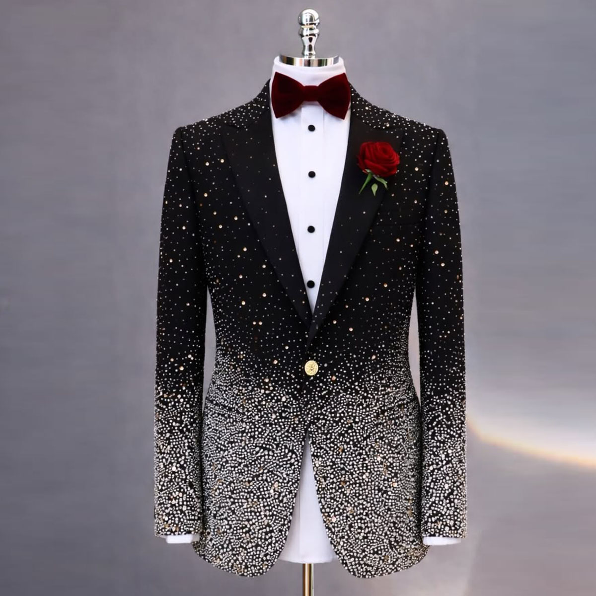 بدلة رجالية أنيقة مرصعة بالأحج - مراجعة Slim Fit Blazer Men وسعره