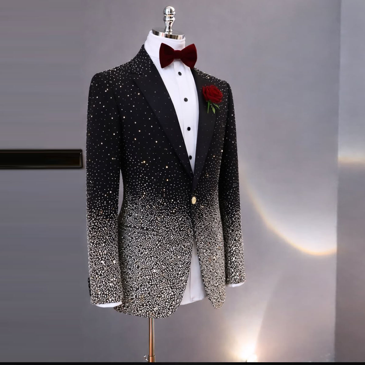 بدلة رجالية أنيقة مرصعة بالأحج - مراجعة Slim Fit Blazer Men وسعره